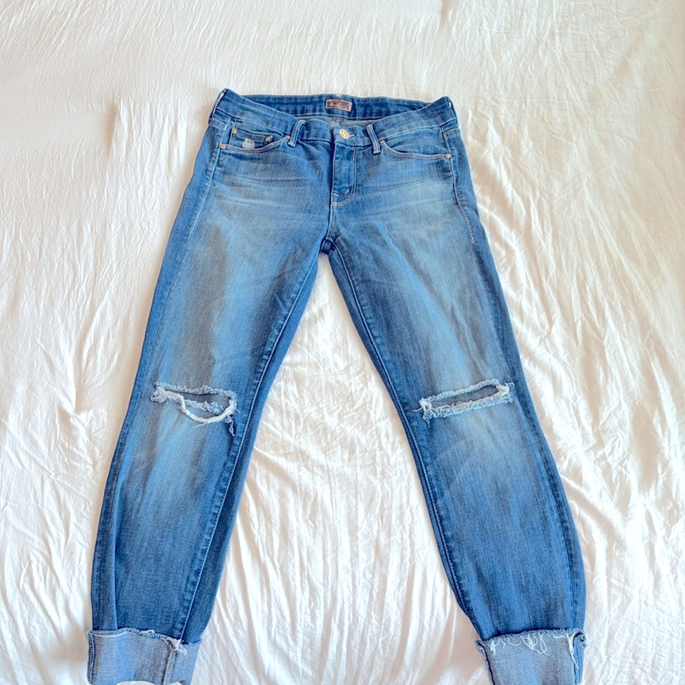 MOTHER Looker Ankle Fray - distressed Wicked and Wild 27